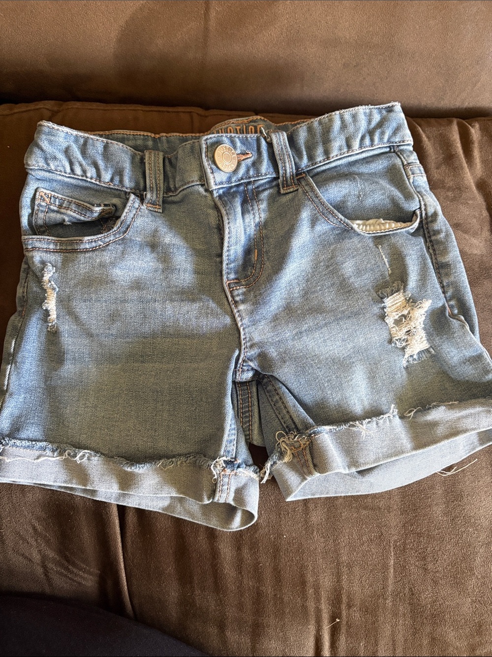 Justice Light Wash Ripped Denim Shorts
